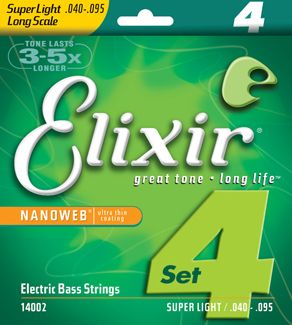 ELIXIR 14002  Extra Light 4-Snarige Nanoweb Bassnaren .040/.095