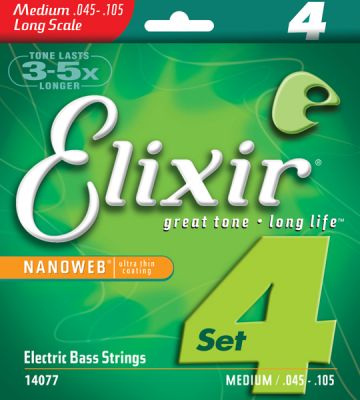 ELIXIR 14077  Medium 4-Snarige Nanoweb Bassnaren .045/.105